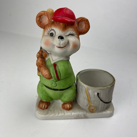 Vintage 1970's Jasco Luvkin Critters Ceramic Baseball Candle Holder, 1979 - Picture 2 of 9